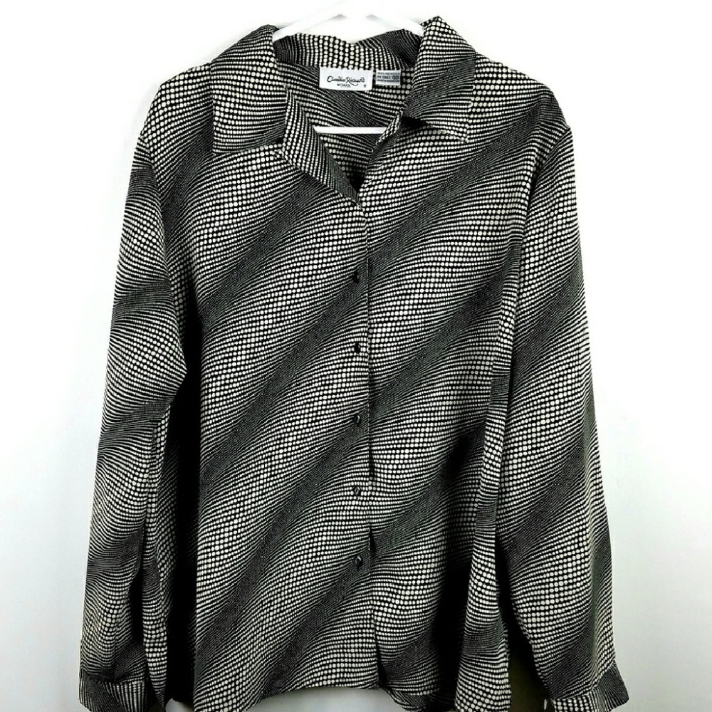 Black Polka Dot Blouse Sz 18W 1X